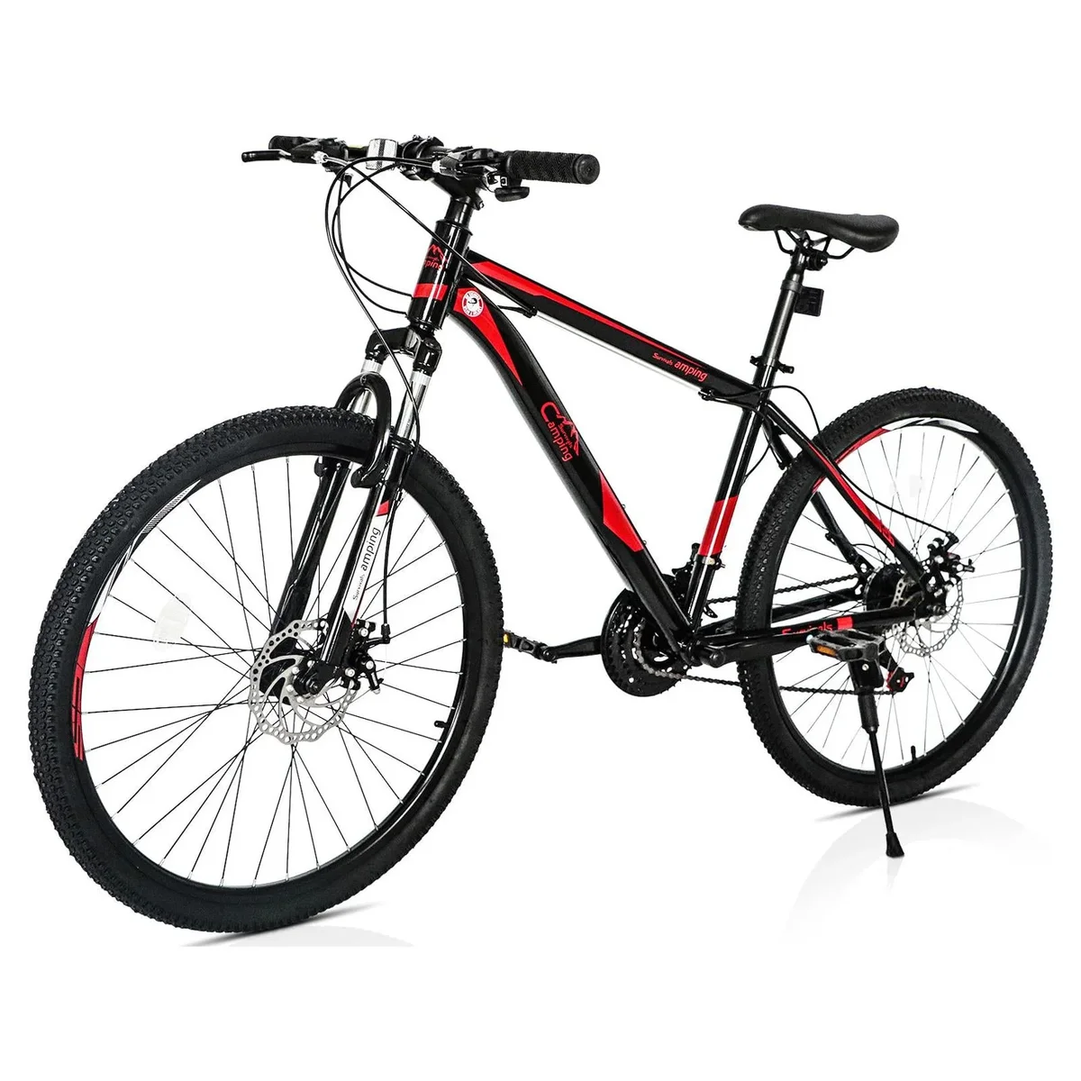Camping Survival Ktaxon 26" Explorer Mountain Bike 21 Speed for Men and Women, Black, Red 3432
