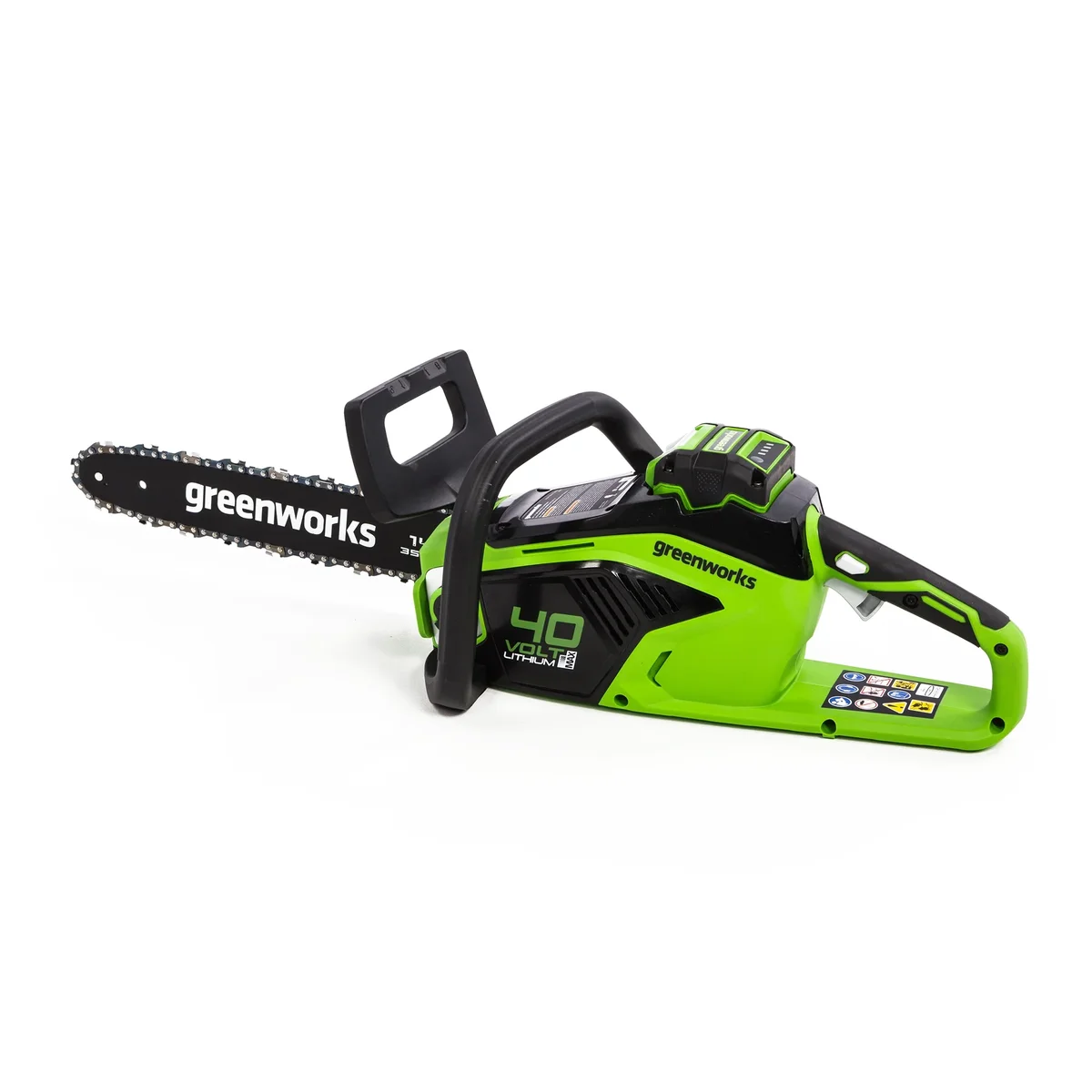 Greenworks 40V 14-inch Brushless Chainsaw with 2.5 Ah Battery and Charger, 2012802 1802