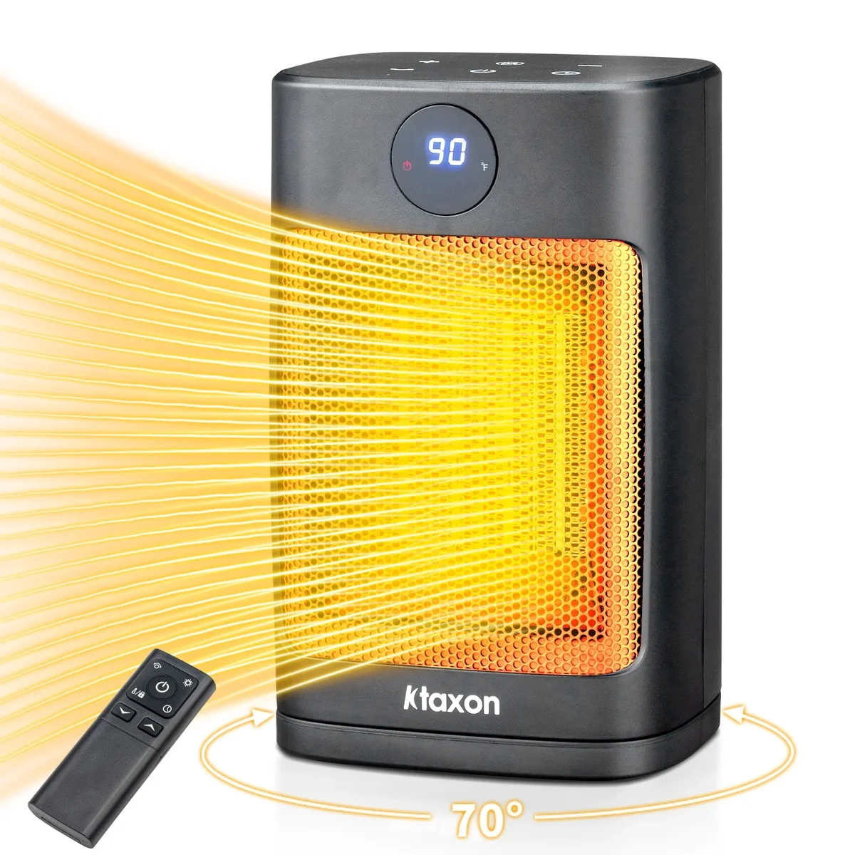 Ktaxon Space Heater, Portable Electric Heaters for Indoor Use with Thermostat and Remote, Digital Display, 12H Timer, 5 Mode, 1500W PTC Ceramic F 0926