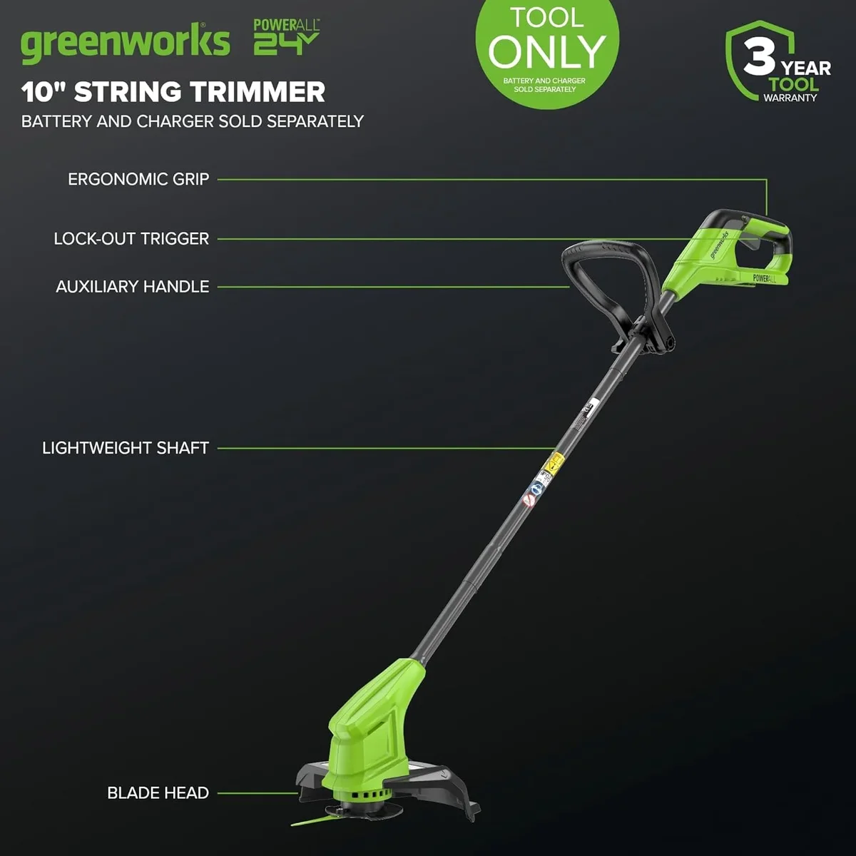 Greenworks 24V 10" BR String Trimmer TO 7492