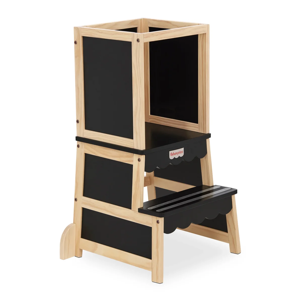 Everdaily Essentials Fisher Price by Wonderstep Step Stool, Matte Black & Vintage White Oak 0086