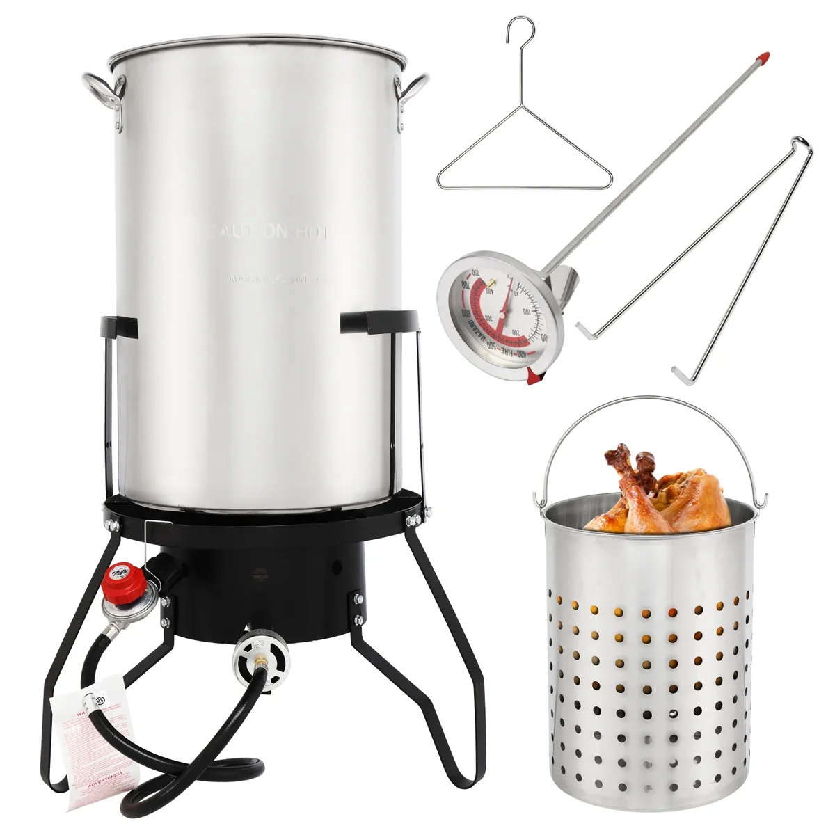 Everdaily Essentials Propane Outdoor Fryer Stainless Steel Frying/Boiling Turkey Fryer Pot 50QT Ref. 2472