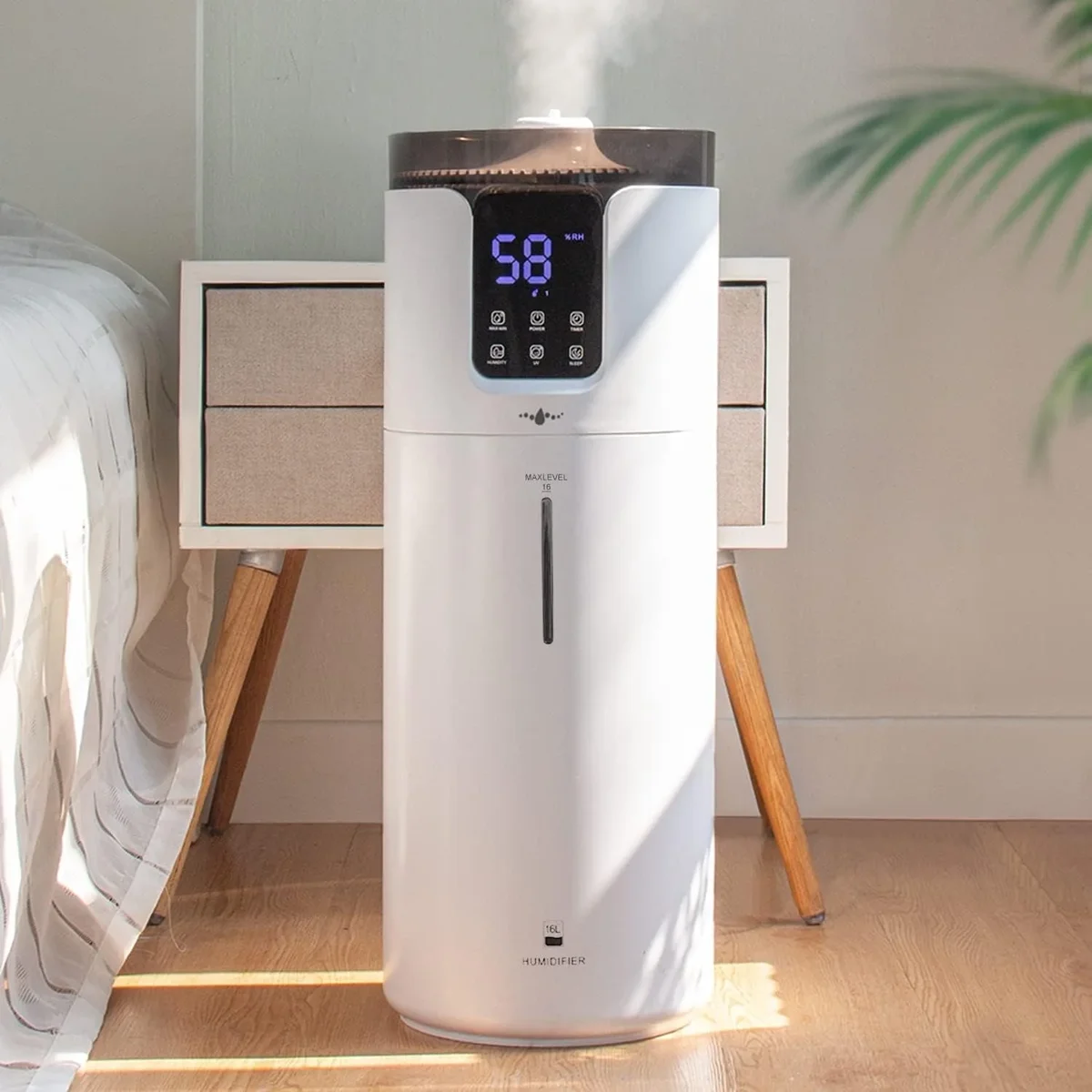 Lacidoll Whole House Humidifier for home, 16L/4.2Gal, 1500 sq.ft., Ultrasonic Cool Mist Humidifier for Room, White 6989