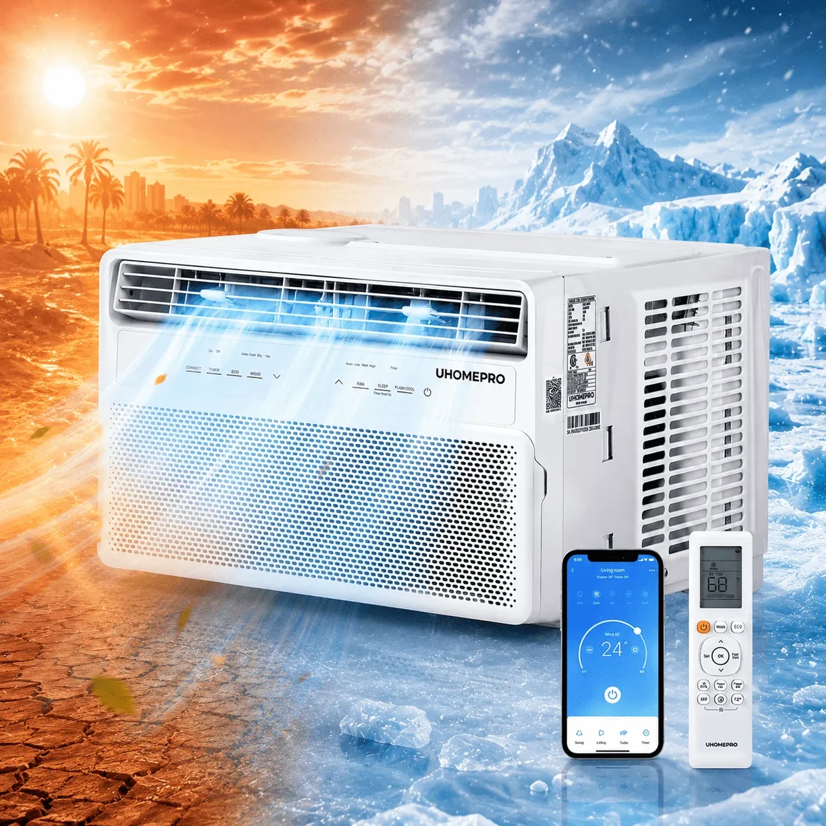 Everdaily Essentials Inverter Window Air Conditioner, 10000BTU Fast Cooling Window AC Unit with Energy Saver, Sleep Mode, 4-Way Airflow, 24H Timer, for Bedroom Apartm Ref. 9017