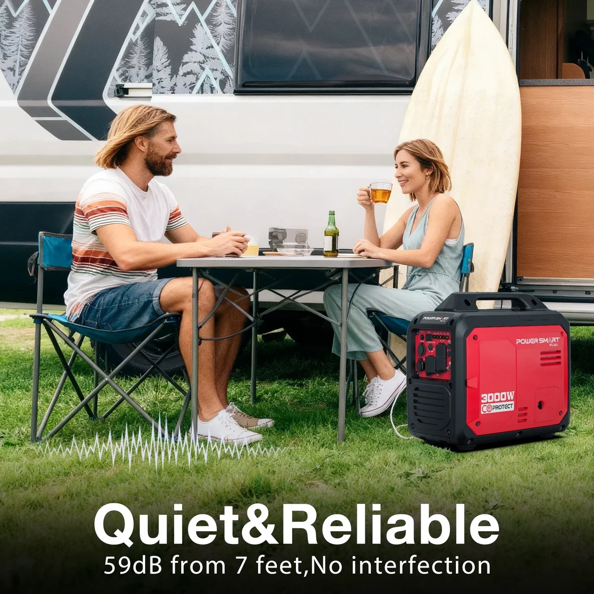 PowerSmart 3000-Watt Portable Inverter Generator, CO Protect Super Quiet for Camping Home Backup Use 9090
