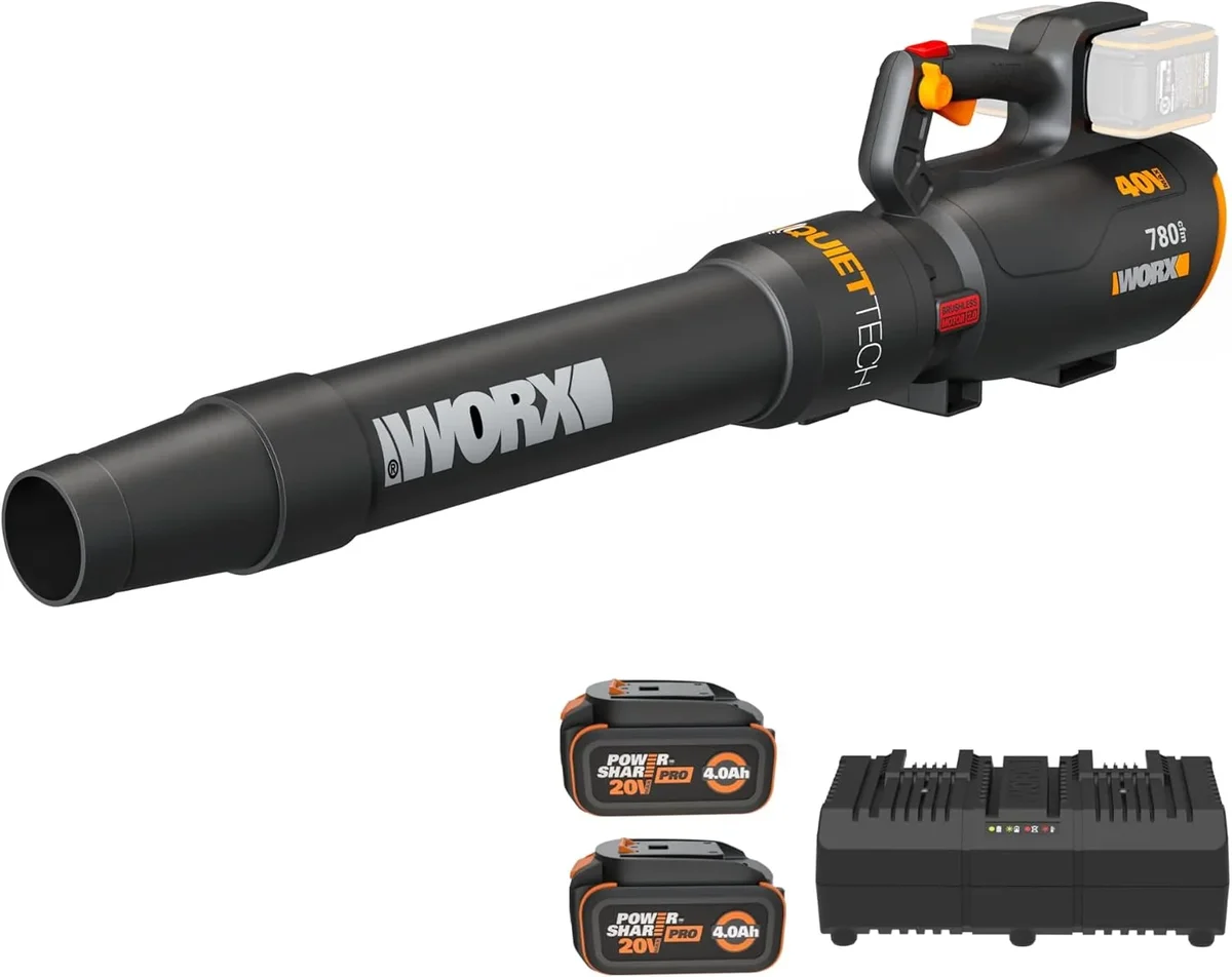 Everdaily Essentials WG582 40V 4.0Ah Cordless 780 CFM & 190 MPH QuietTech Blower – Batteries & Charger Included 2040