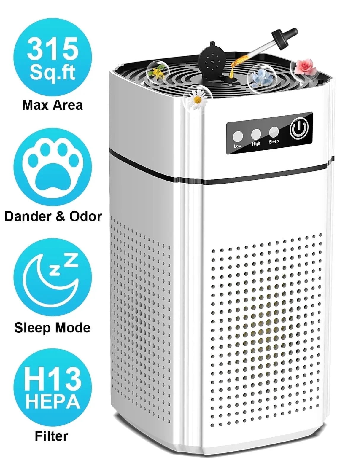AIRFIRE Air Purifier, AP202 HEPA Air Purifiers for allergies & asthma, Wildfire, Pet Fur, Pollen, 1 PCS, White 9485