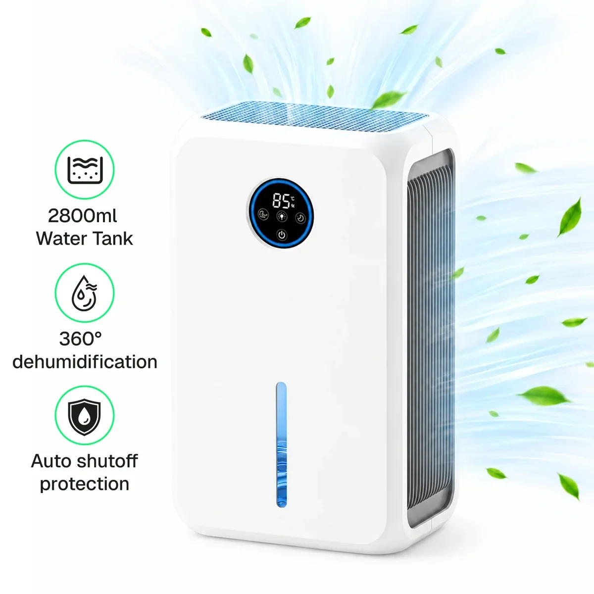 Behome Dehumidifier, 95OZ Dehumidifiers for Home (646 Sq.Ft), Auto Shut off Smart Dehumidifiers for Bedroom Basement Bathroom,White 0352