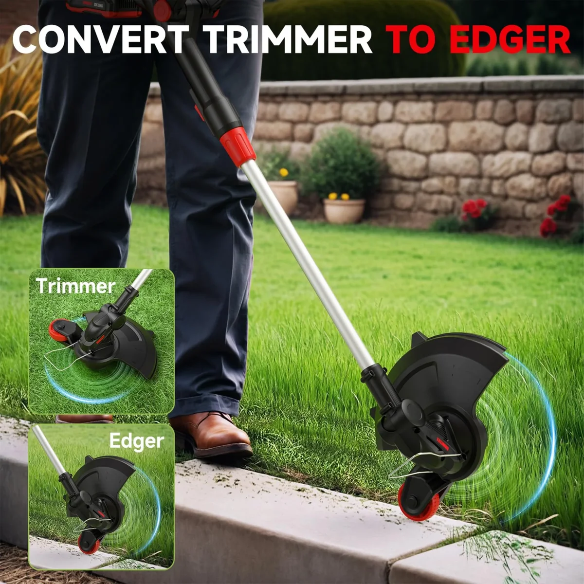 Humlest String Trimmer Cordless with Auto Feed,20V Battery Powered 13" Edger and Weed Trimmer,2 in 1 Electric Grass Trimmer,2.5Ah Battery and Fast Charge 8892