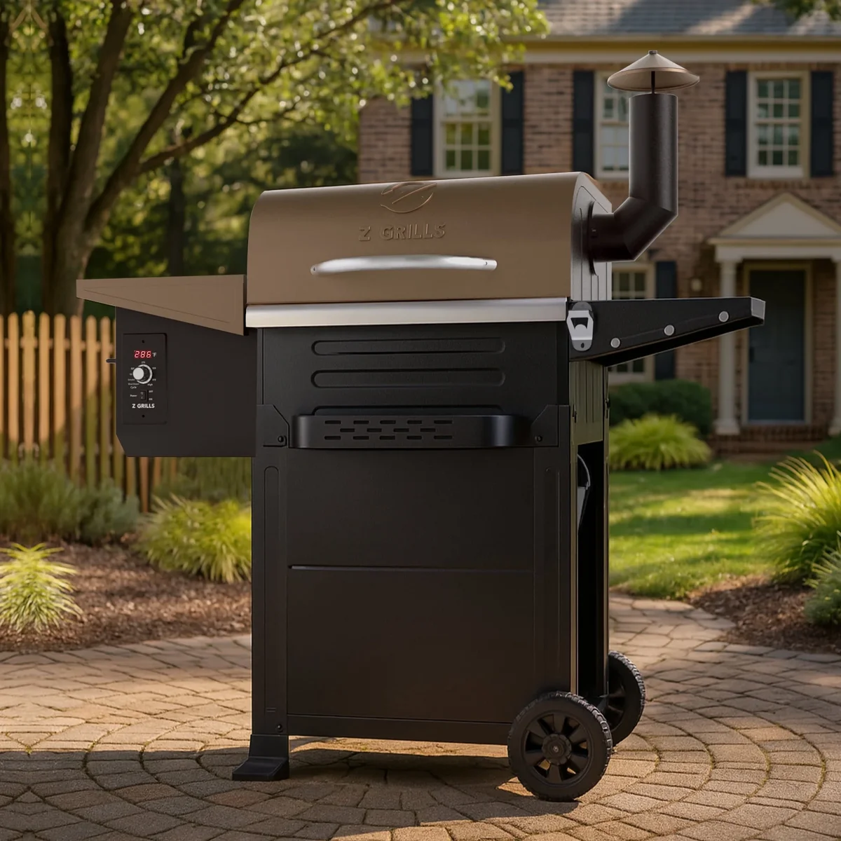 Z GRILLS 572 sq. in Cooking Area 8 in 1 Wood Pellet Grill & Smoker with Open Flame Technology and Auto Temperature Control for Outdoor Cooking, B 4561