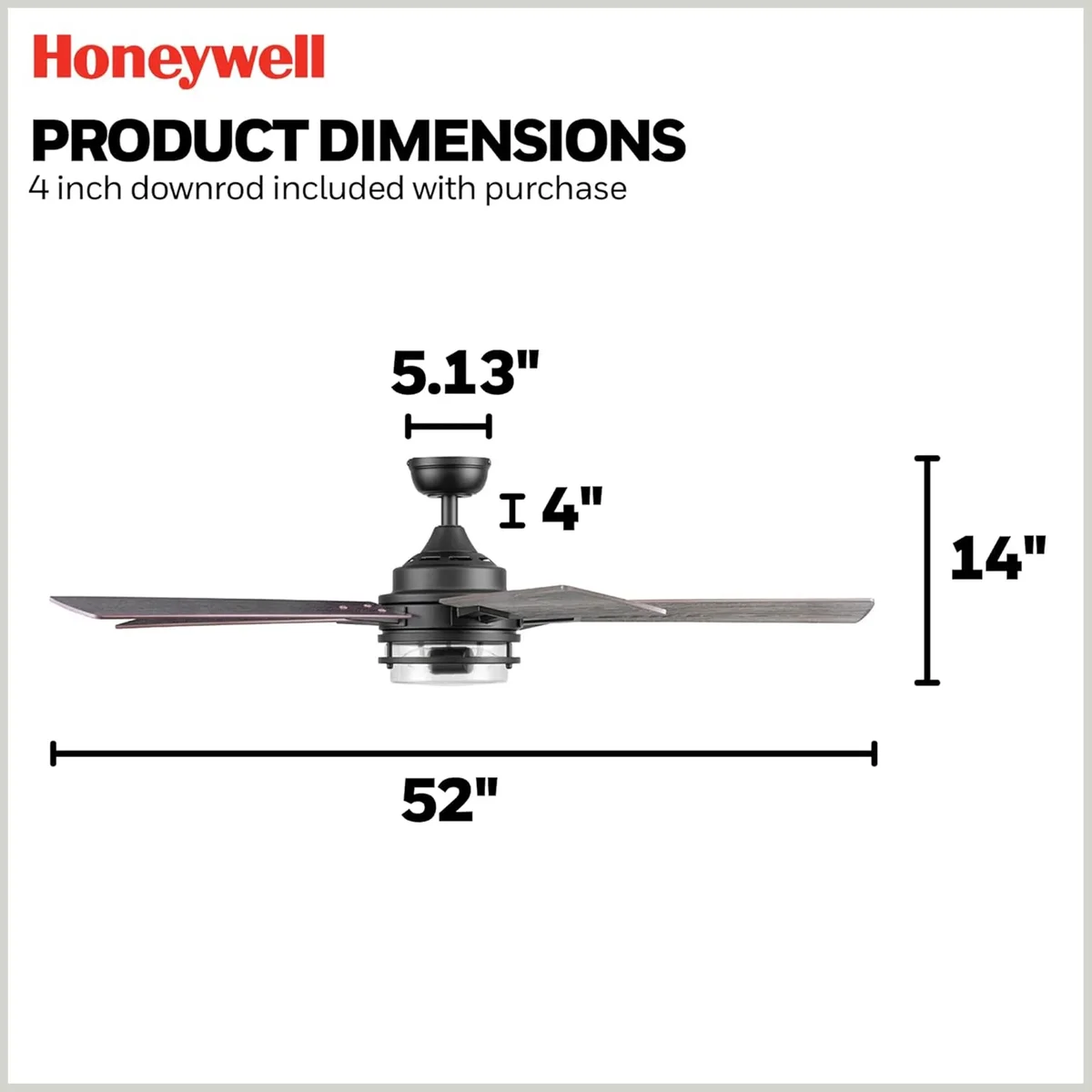 Everdaily Essentials Myers Park 52" Ceiling Fan w/ Remote, & Reversible Blades, Matte Black Ref. 8371