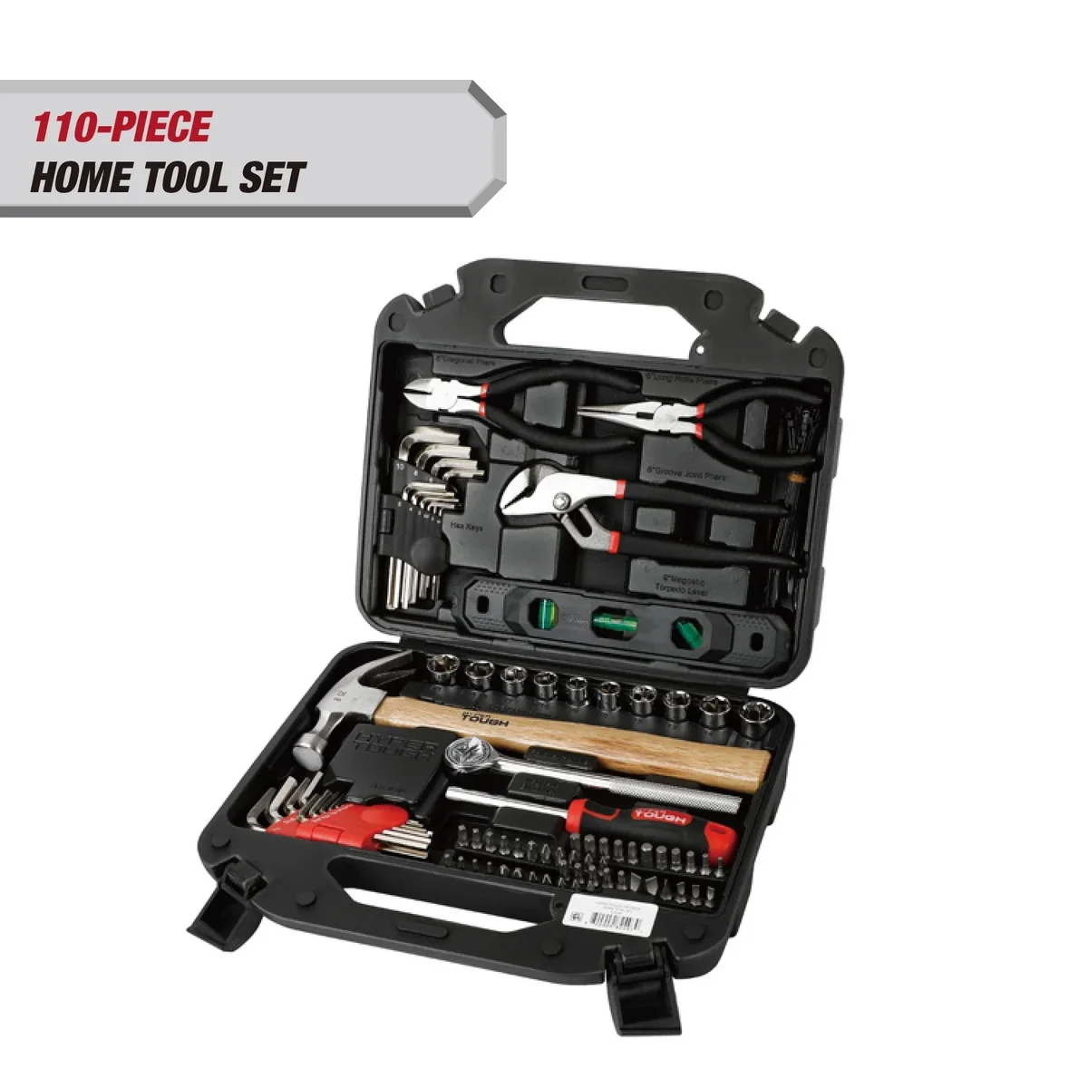 Hyper Tough 110-Piece Home Project Tool Set with Storage Case 4461