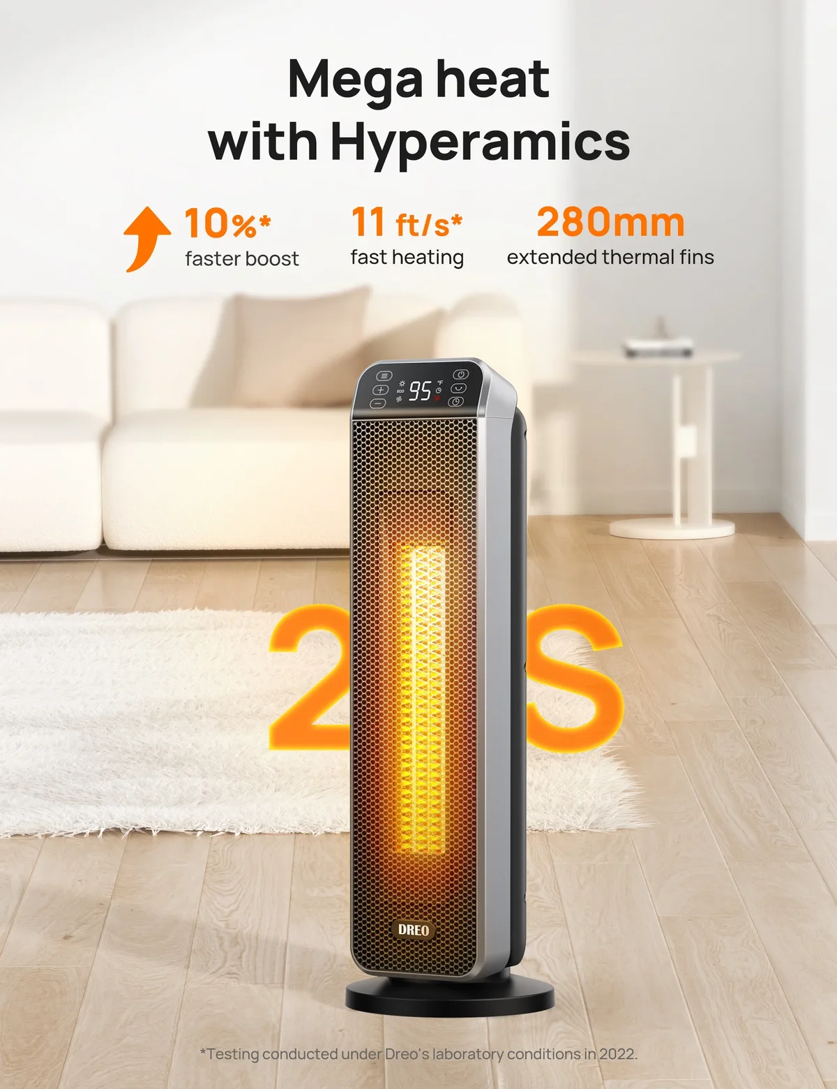 Everdaily Essentials Space Heater for Inside, Electric Heater for Home with Remote, 24" 11ft/s Fast Quiet Heating, 3 Modes, Safe Energy Efficient Heaters for Large Ro Ref. 0557