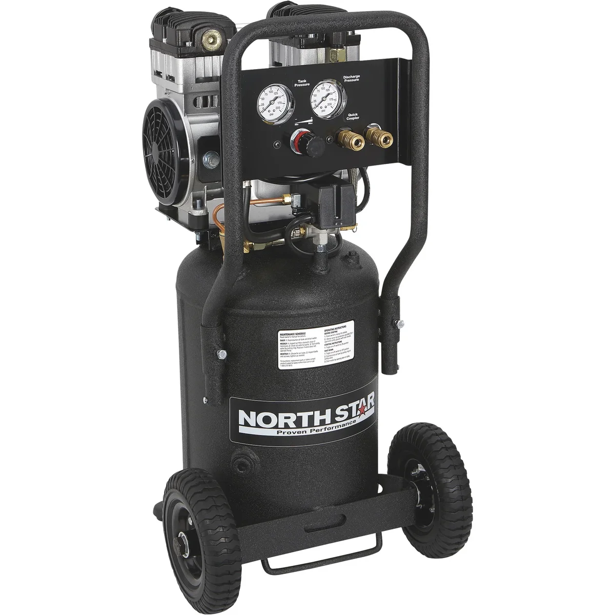 NorthStar Portable Quiet Electric Air Compressor, 1.5 HP, 8-Gallon, 4 CFM @ 90 PSI 2338