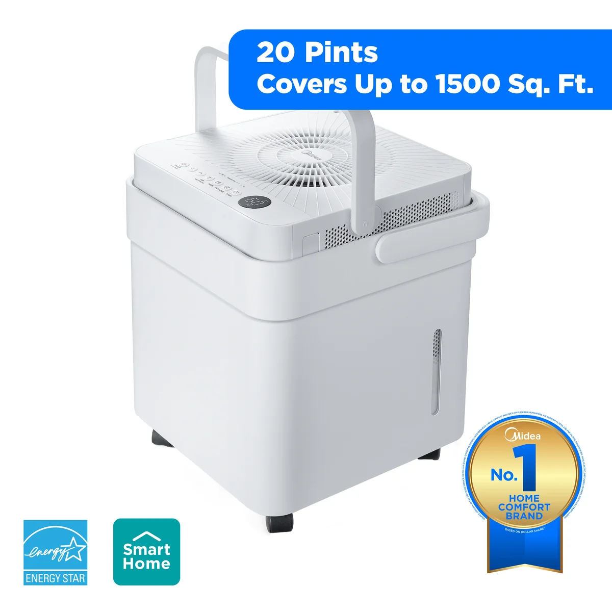 Midea Midea Cube 20 Pints for 2,000 Sq Ft Dehumidifier in White - Automatic Shut-Off 9561