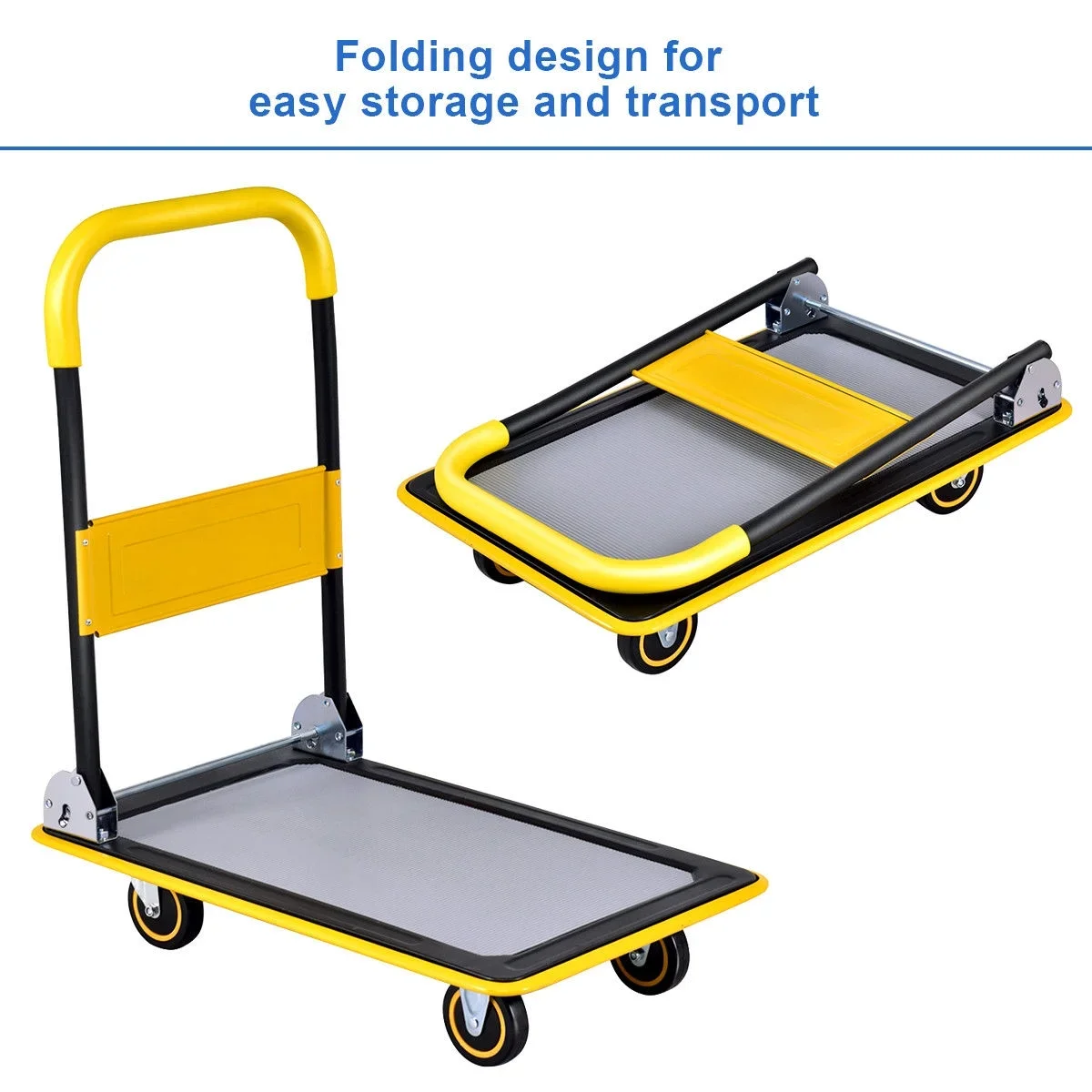 Costway 330lbs Folding Platform Cart Dolly Push Hand Truck Moving Warehouse Foldable 6143