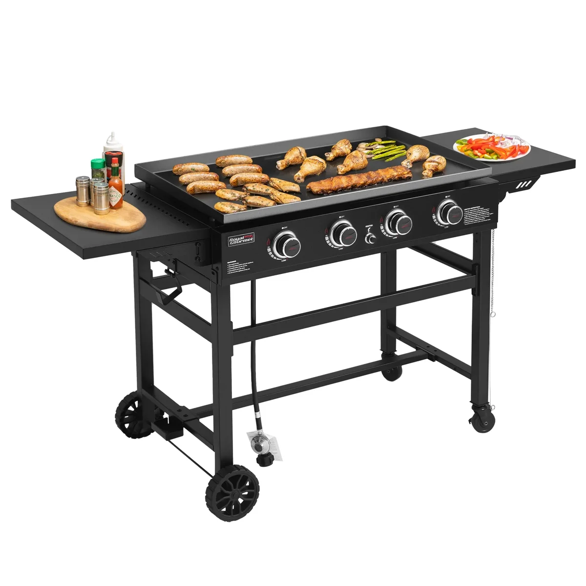 Royal Gourmet GB4001C 4-Burner 52000-BTU Propane Gas Grill Griddle, 36"L, With Cover 9184
