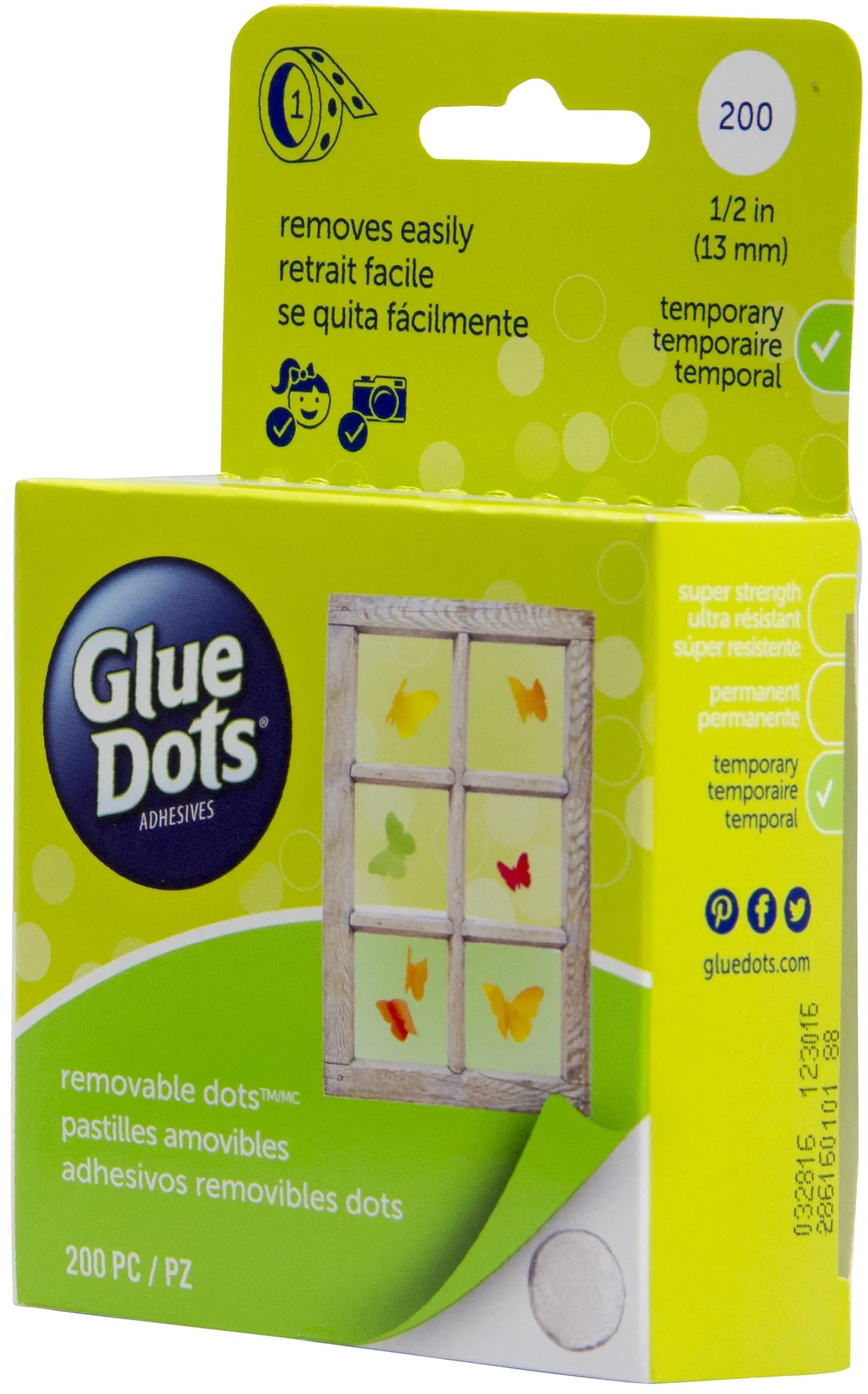 Glue Dots 0.5" Removable Clear Dot Roll, 200 Count 4801