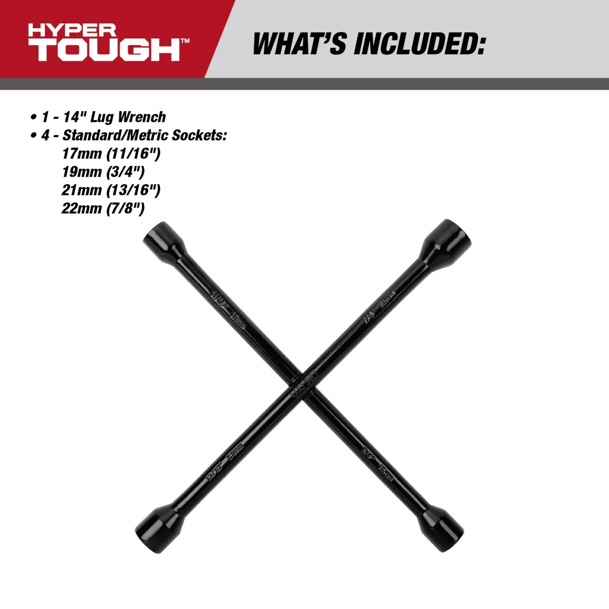 Everdaily Essentials 14-inch Powder Coated Lug Wrench for Tire Replacement Ref. 9676