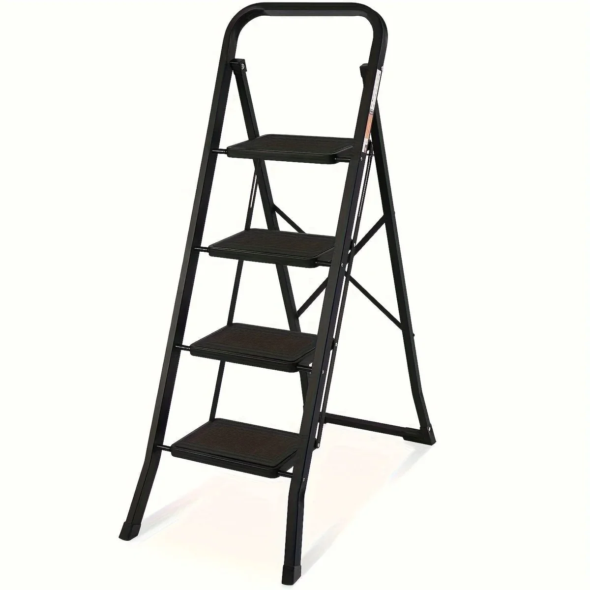 Primy 4 Step Ladder, Folding Step Stool with Extra Wide Anti-Slip Pedal and Top Handrail, 350lbs Lightweight Portable Sturdy Steel Ladders for Ho 8319