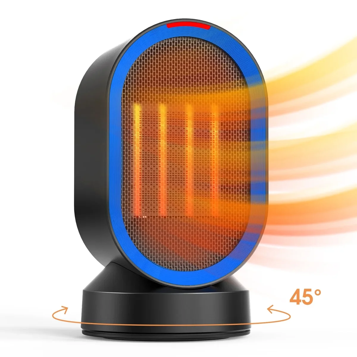 ALROCKET 600W Space Heater, Desk heaters with PTC Ceramic heating , 45° Oscillation ,Tipped-over Protection, Black 8767