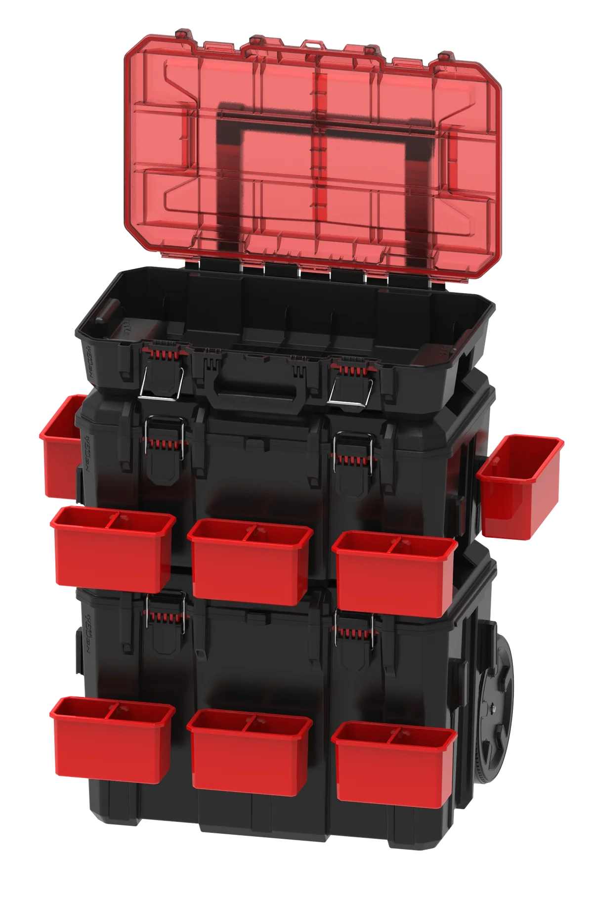 Hyper Tough Hyper Stack Heavy Duty 3 Piece Modular Rolling Toolbox System, Black 9563