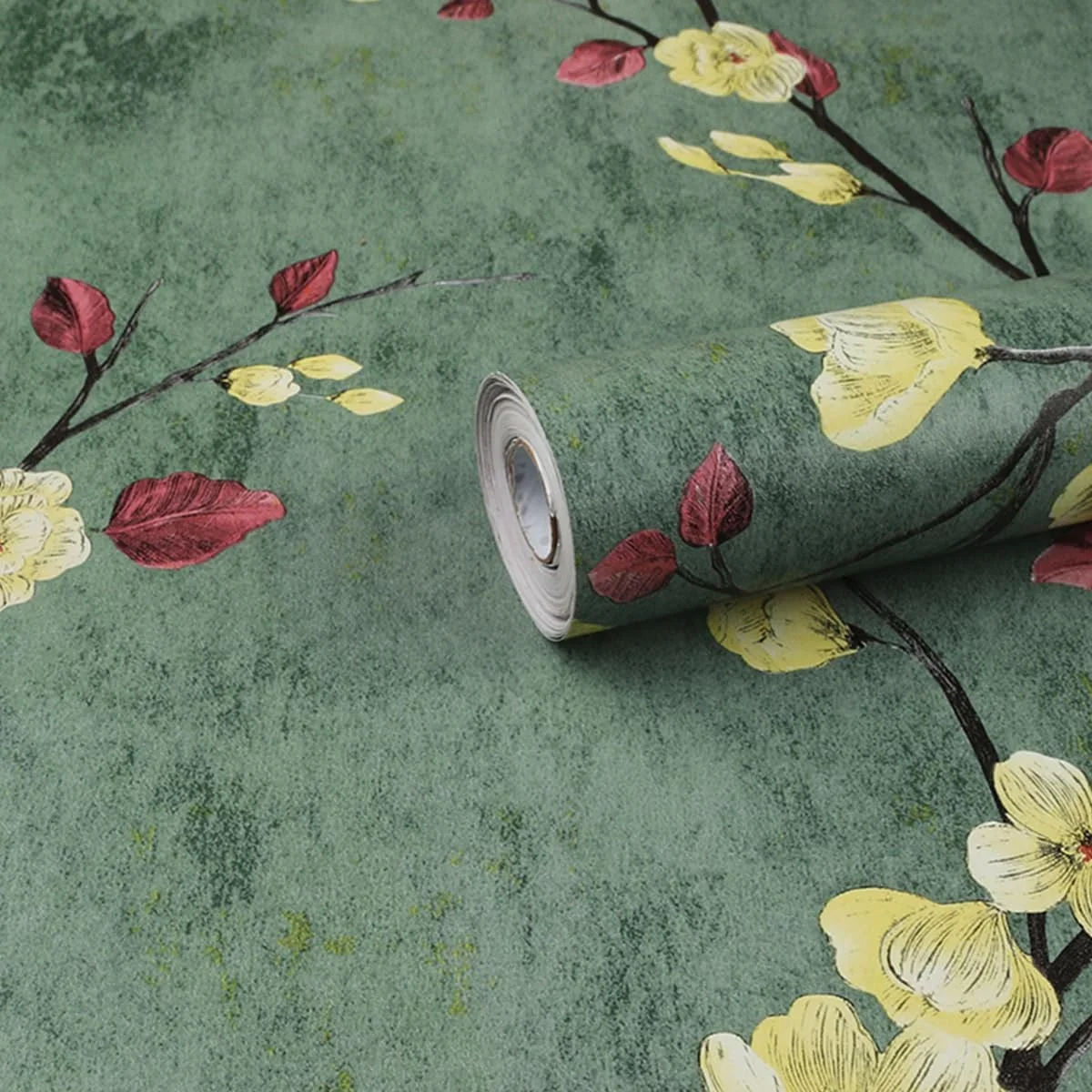 UMIGGEE Floral Peel and Stick Wallpaper Green Floral Contact Paper 17.7-in x 118-in Removable Wallpaper Self Adhesive Wallpaper Wall Paper for Ho 4895
