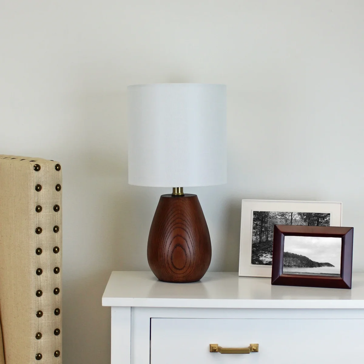 Everdaily Essentials 16" Walnut Wood-Look Rounded Table Lamp Ref. 6962