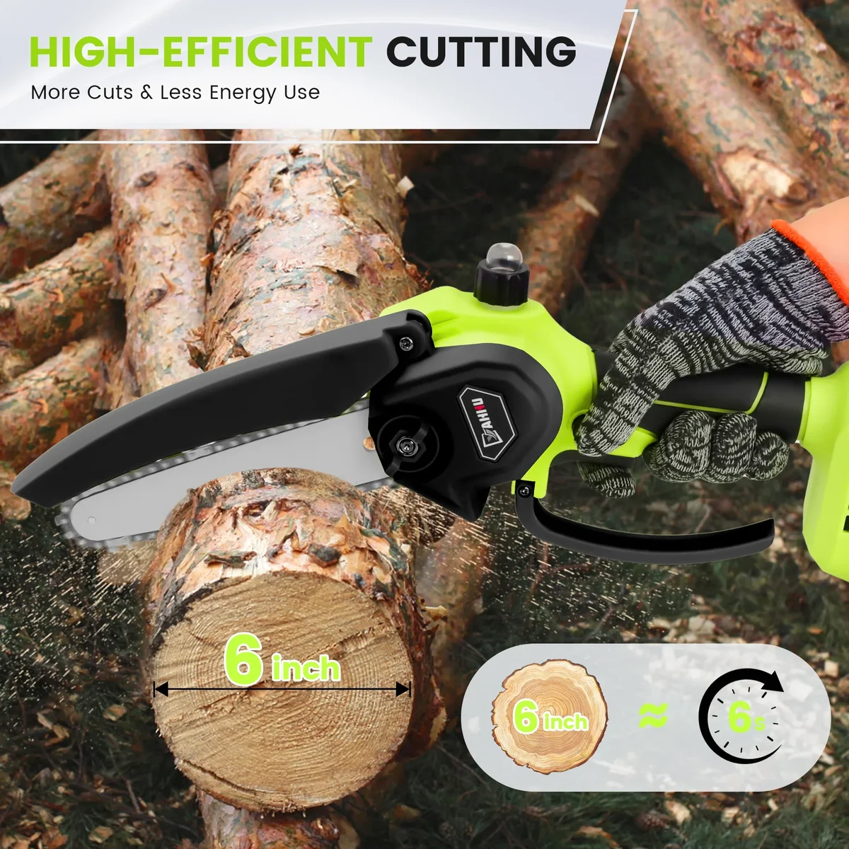 YAHHU 6 inch Mini Chainsaw Set with Oiler System & 21V Battery, Cordless Electric Chainsaw,New 6800