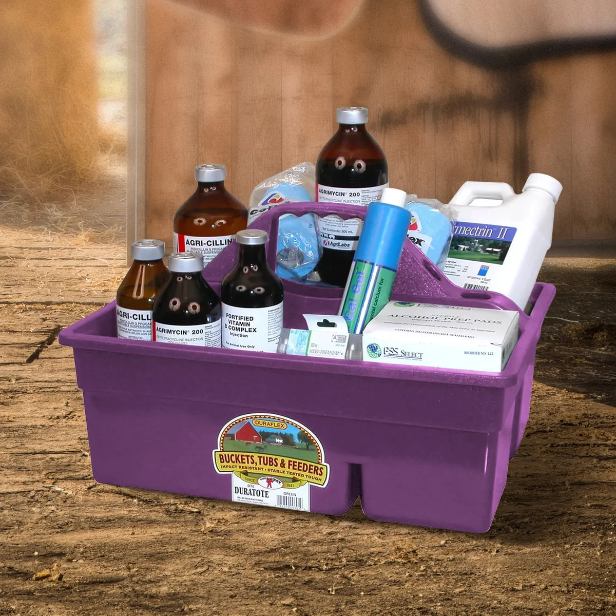 Little Giant DuraTote Box Organizer w/ 2 Compartment & Grip Handle, Purple 5850