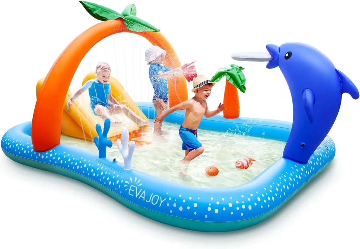 Sable Inflatable Pool, 95 x 75 x 40in Rectangular Swimming Pool for Toddlers, Kids, Family, Above Ground, Backyard, Outdoor 0362