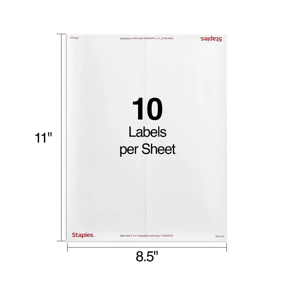 Staples Laser/Inkjet Shipping Labels 2" x 4" White 10 Labels/Sheet 489565 5889