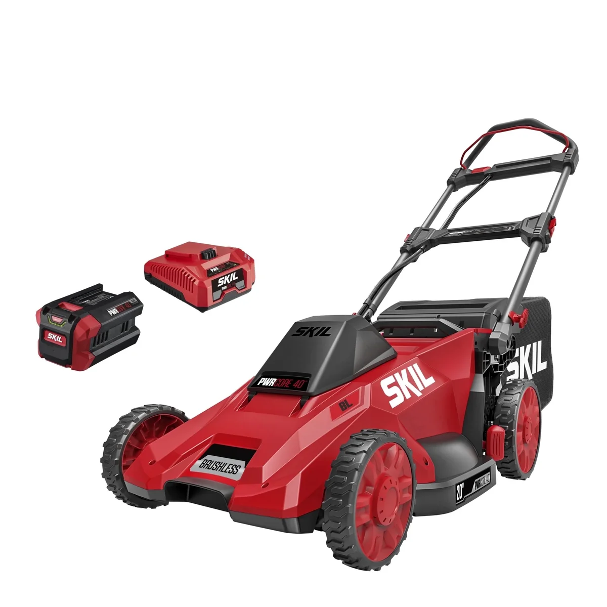 SKIL PWR CORE 40V 20-Inch Battery Lawn Mower, Brushless Push Mower with 6.0Ah Battery and Charger, Cordless Electric Lawn Mower with 3-in-1 Mulch 0756