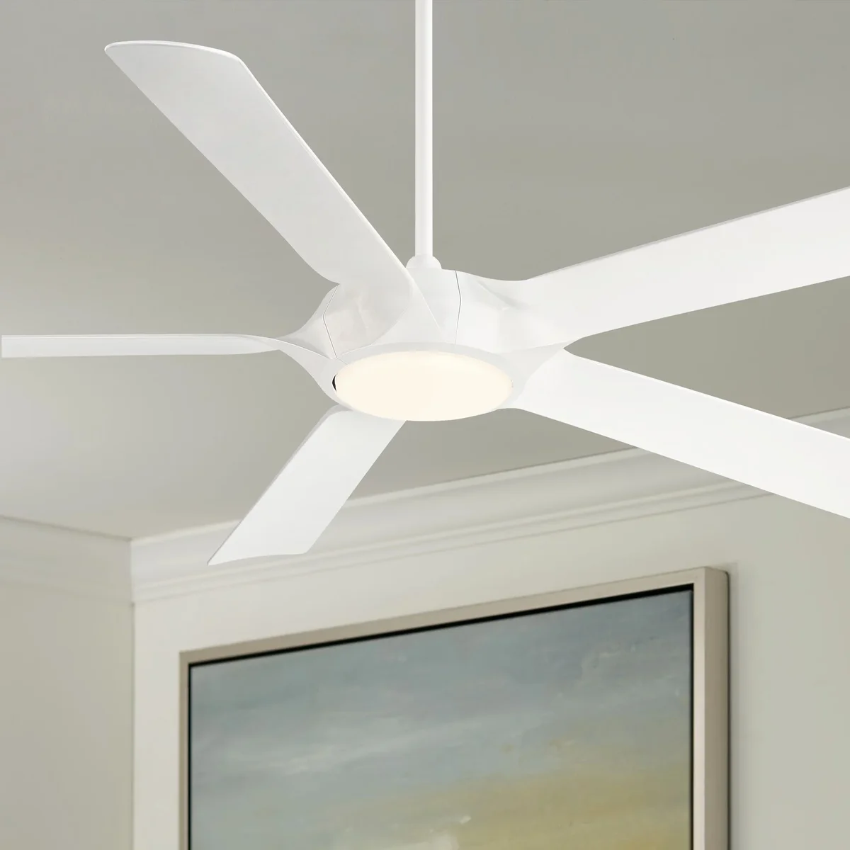 Casa Vieja 60" Casa Vieja Modern Indoor Ceiling Fan with LED Light Remote Control Matte White for Living Kitchen House Bedroom Family Dining Home Office Roo 8513