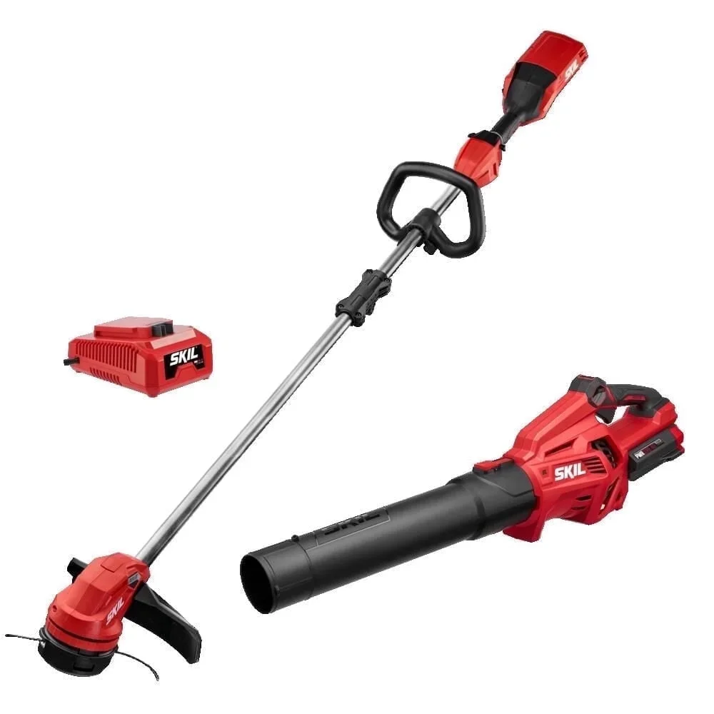 SKIL CB7478C-11 PWR CORE Brushless 40V 14-inch String Trimmer and Leaf Blower Kit, with Battery and Charger 7223