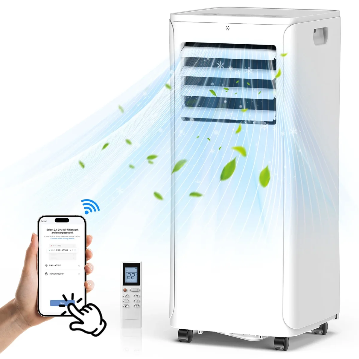 Everdaily Essentials Portable Air Conditioner,12000 BTU Air Conditioner Up Cooling Range to 450 Sq.ft,4 in 1 with Remote Control, WiFi App Control, Sleep Mod 8342
