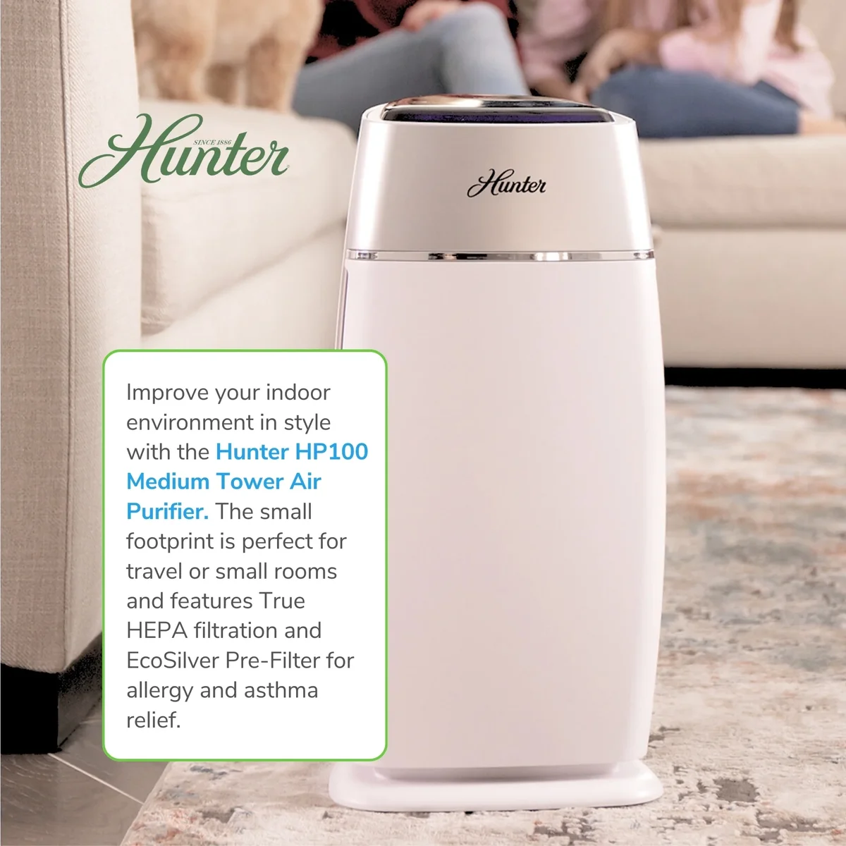 Hunter Fan Company HP100GRS Air Purifier, Gray & Silver 7497