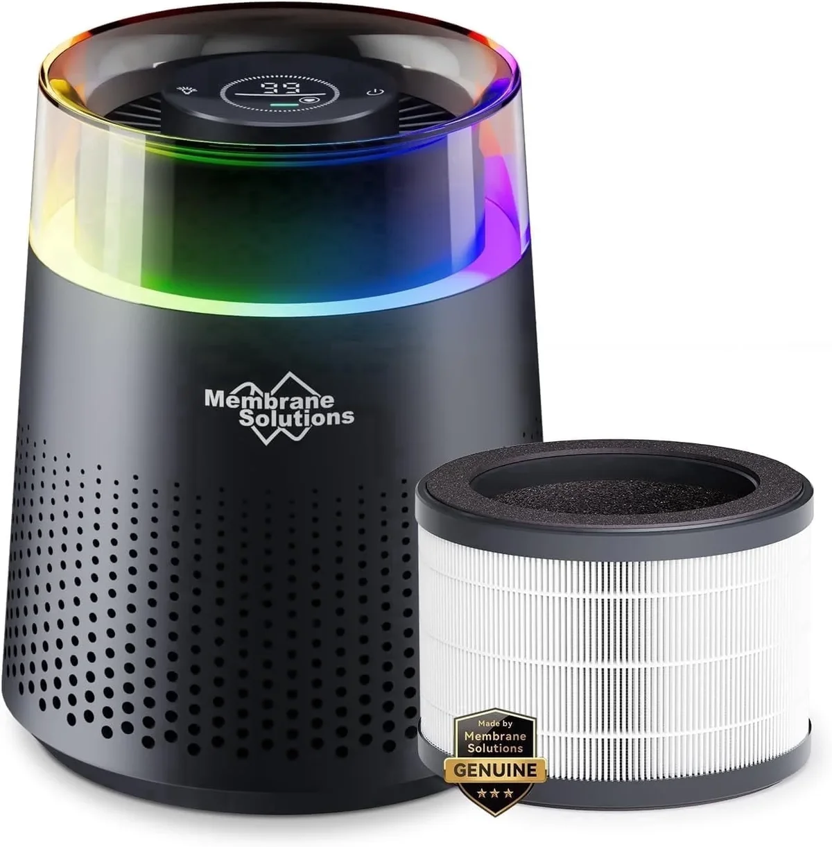 Membrane Solutions MSB5W Air Purifier with 3-in-1 HEPA Filter, Allergen Removal, LED Lights, Smart Purificador,Remove 99.97% of Particles and Air Pollution with Ext 2802