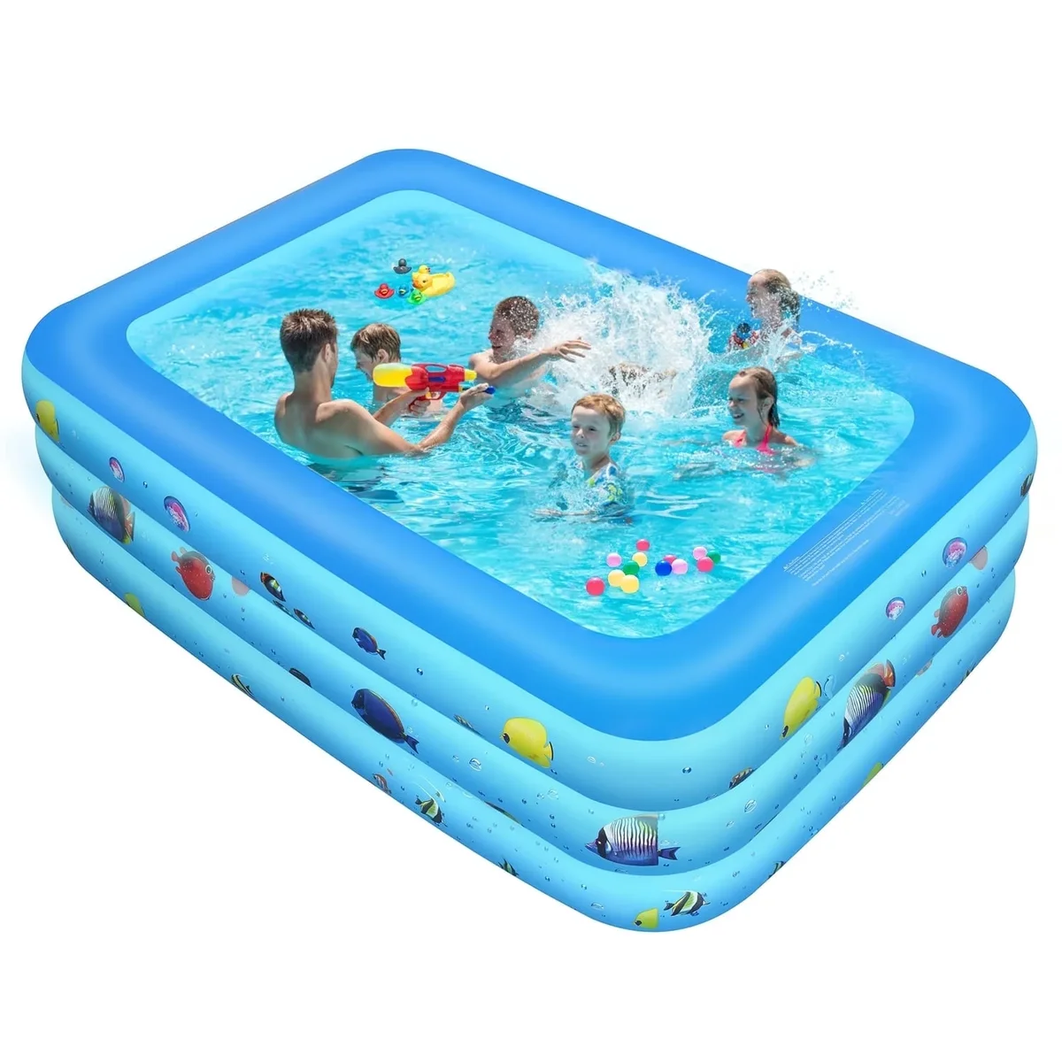 GVDV Inflatable Pool, Durable Thickened Blow up Kiddie Pool for Kids, Toddlers and Adults, BPA-Free Family Swimming Pool, 6.9 x 5 x 1.8 ft, Blue 3004
