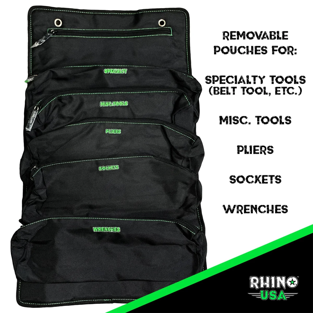Rhino USA Tool Bag Roll - Heavy Duty Canvas Organizer (Poly/Nylon) 1123