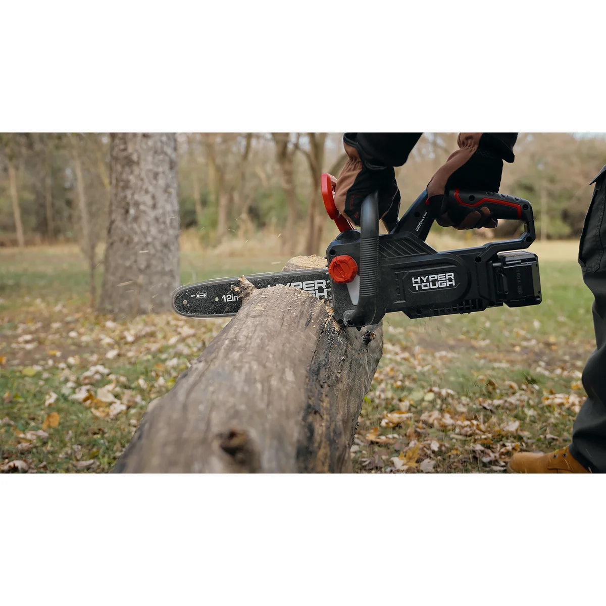 Hyper Tough 12" 20V Brushless Cordless Chainsaw with 20V Max 4.0Ah Battery and Charging Cable 7757
