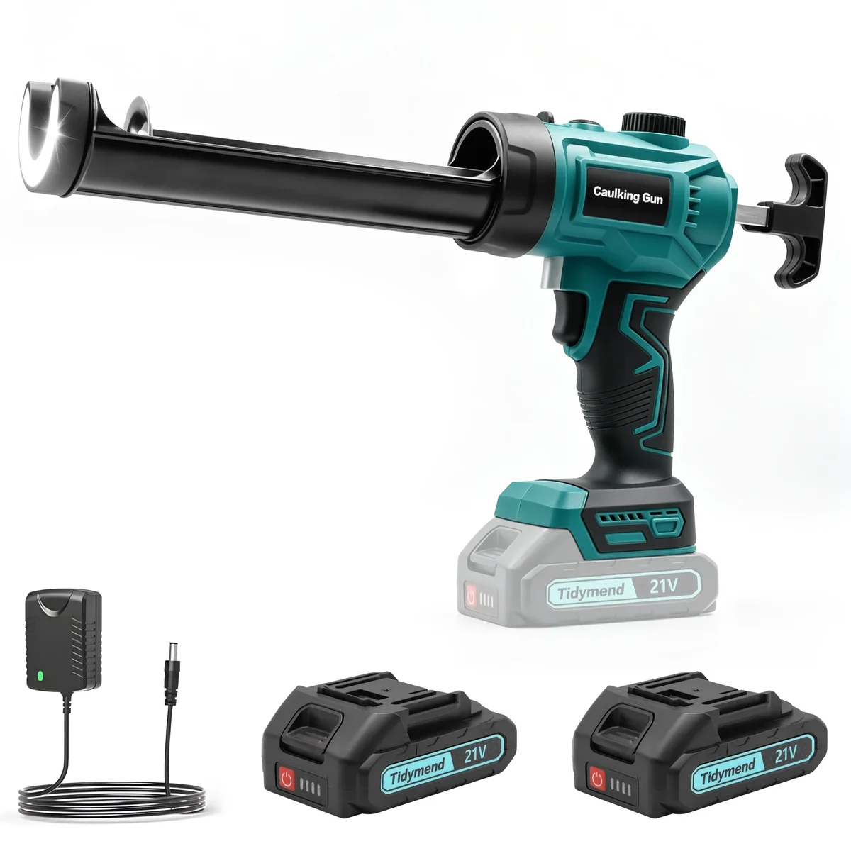 CreWear Cordless Electric Caulking Gun, 10 oz Caulk Gun with Stepless Speed Control, 2 Batteries, Drip-Free Auto-Retract and LED Light for Bathroom, Kitc 1147