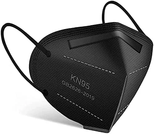 emercate KN95 - 5 Layer Face Mask 50 pcs black Filtration>95% with Comfortable Elastic Ear Loop Non-Woven Polypropylene Fabric, Protection for Essential W 2415