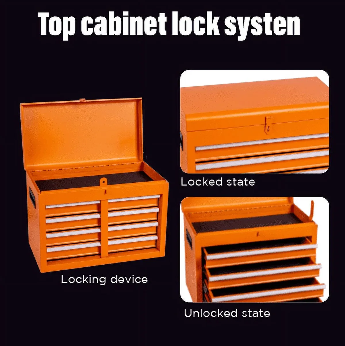Seizeen Rolling Tool Box, 2-IN-1 Steel Tool Chest and Storage Cabinet, Removable Tool Box Organizer On Wheels with 5 Sliding Drawers for Garage W 2670