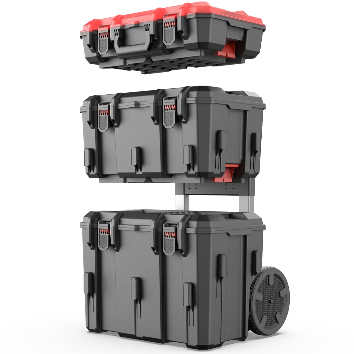 Hyper Tough Hyper Stack Heavy Duty 3 Piece Modular Rolling Toolbox System, Black 9563