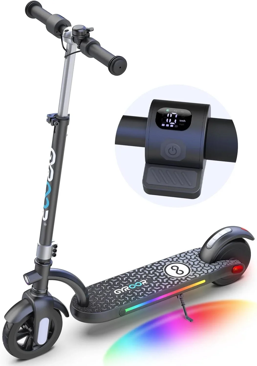 Everdaily Essentials H40 Kids Electric Scooter, 180W Motor, Up to 10 MPH, LED Display & Colorful Lights, Adjustable Height, for Boys & Girls Ages 8-12, Great B 3050