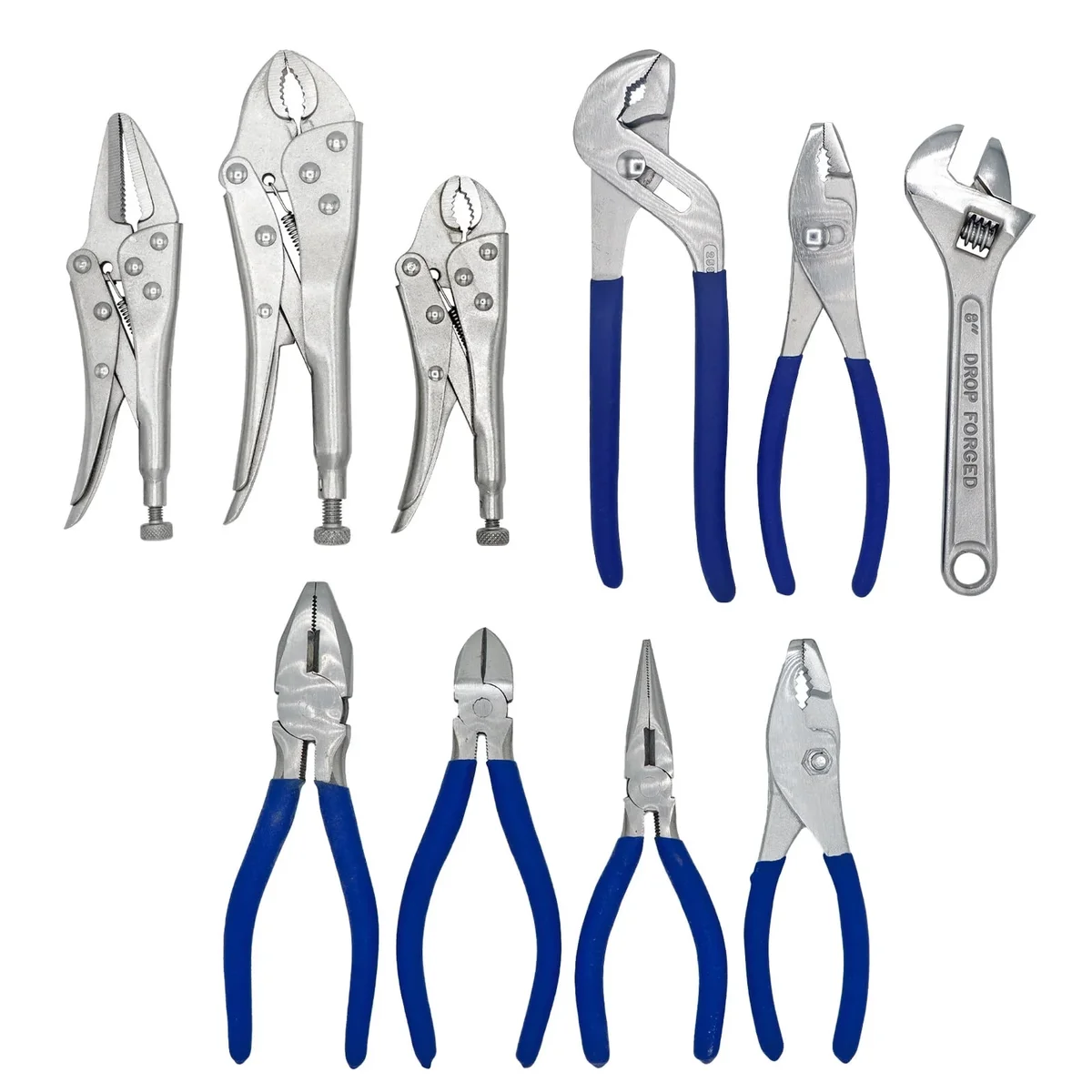 ULTRA STEEL 10PC Adjustable Wrenches & Locking Plier Set 6152