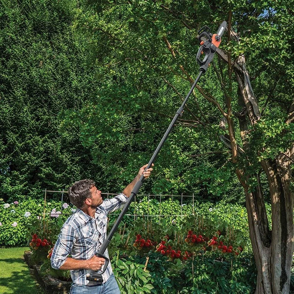 Worx 20V 10" Auto Tension Electric Cordless Pole Chainsaw with Battery & Charger 8885