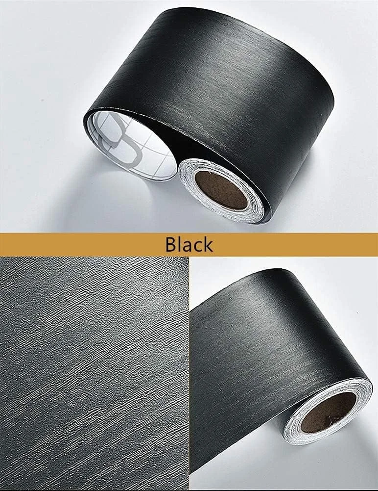 TRIANI Bathroom Mirror Frame Border Sticker,Black Border Stick , Black Wood Grain Wallpaper Border Removable Waterproof Bathroom Mirror Frame Sticker(3. 7104