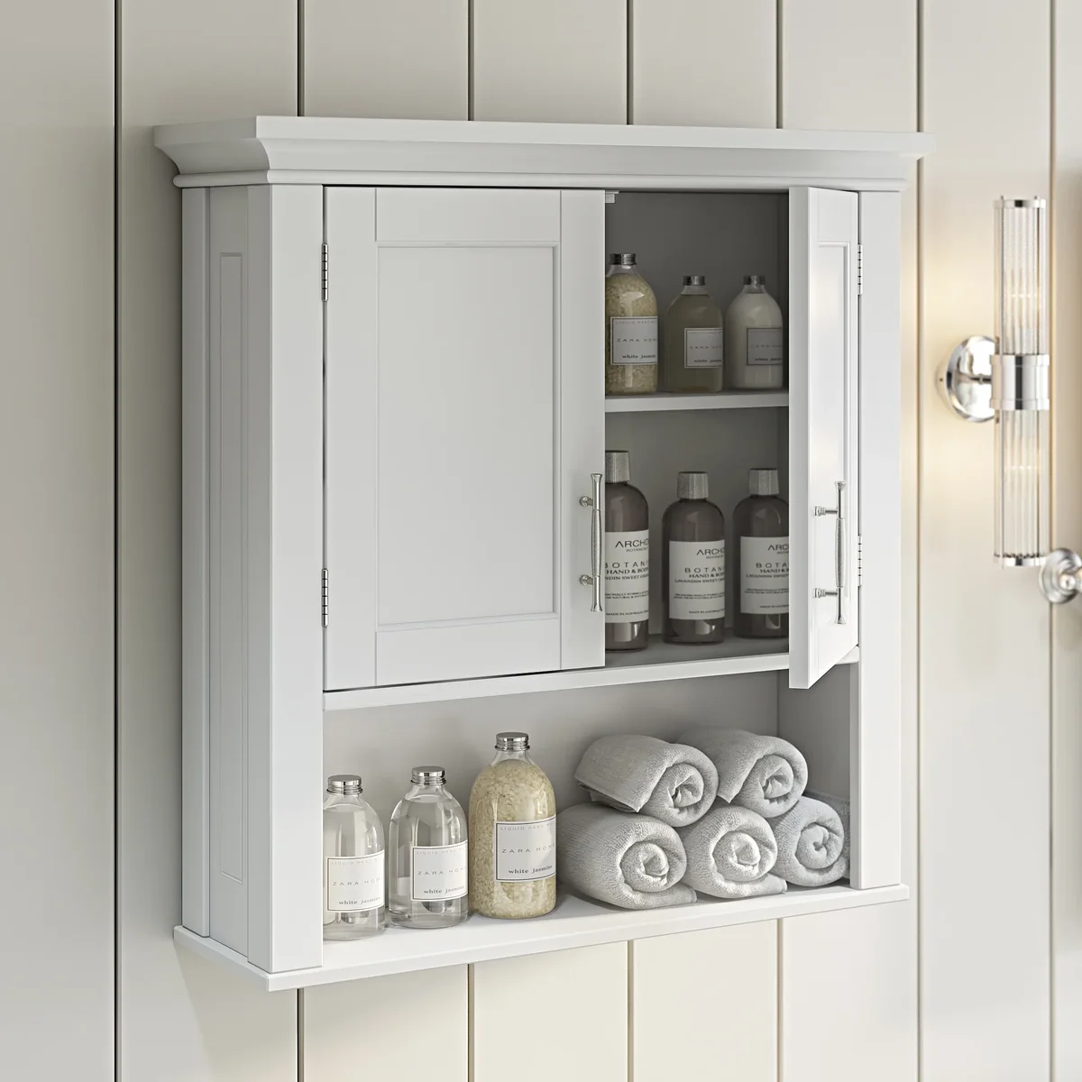 Everdaily Essentials Somerset 2-Door Bathroom Medicine Cabinet Laundry Wall Shelf Storage - White 6313